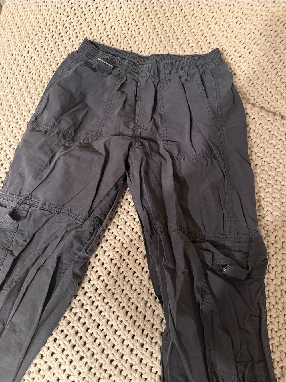 Women’s Black Cargo Pants with Elastic Waistband